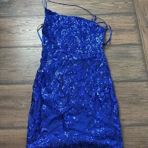 Elegant Blue Sequin Dress